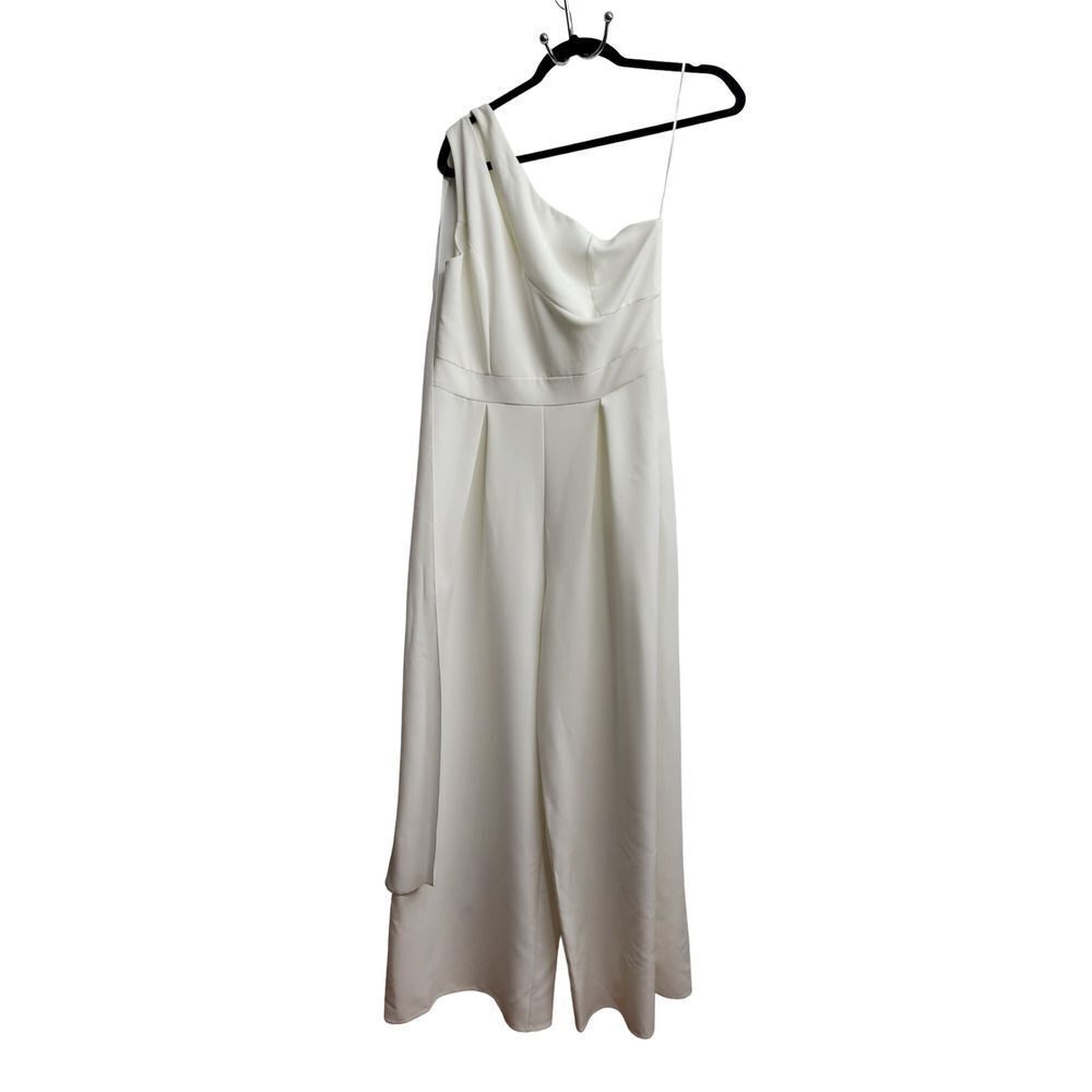 River Island Cream One-Shoulder Jumpsuit